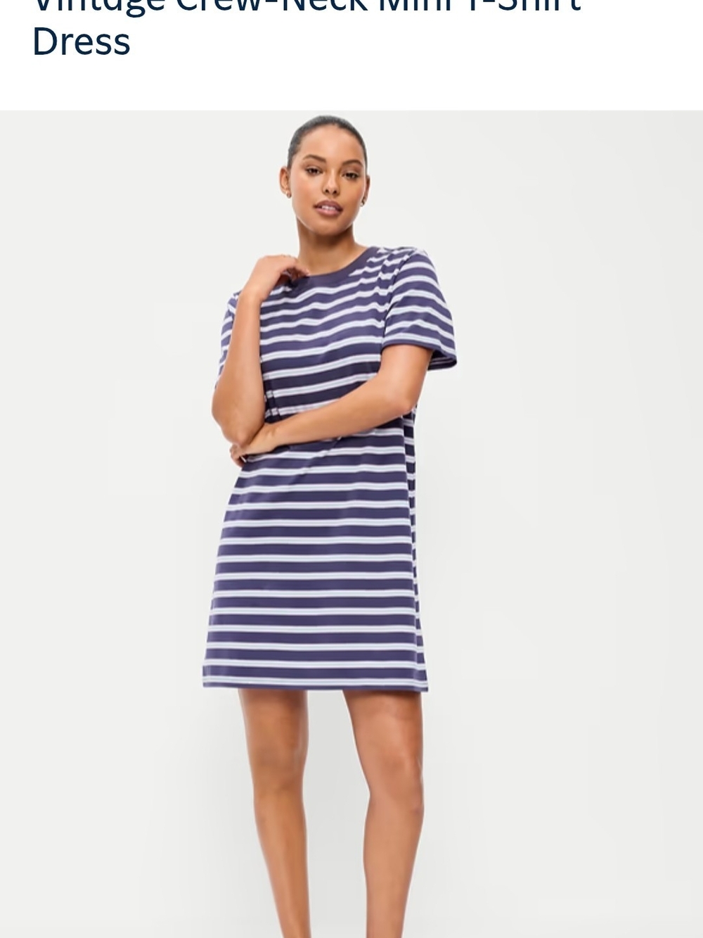 Old Navy Navy and White Striped Crew-Neck Mini Dress